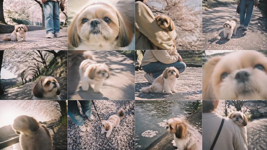 Cherry Blossom Shih Tzu Photo Collage — GPT Image 2 image prompt example