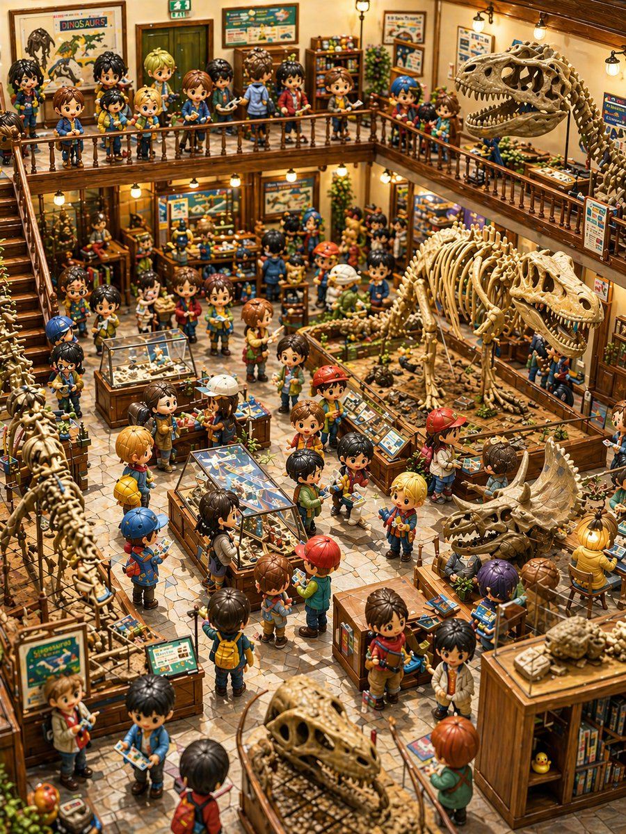 Chibi Dinosaur Museum Diorama — GPT Image 2 image prompt example