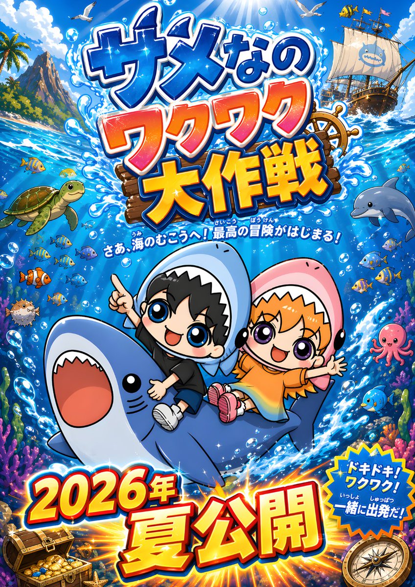 Chibi Shark Adventure Movie Poster — GPT Image 2 image prompt example