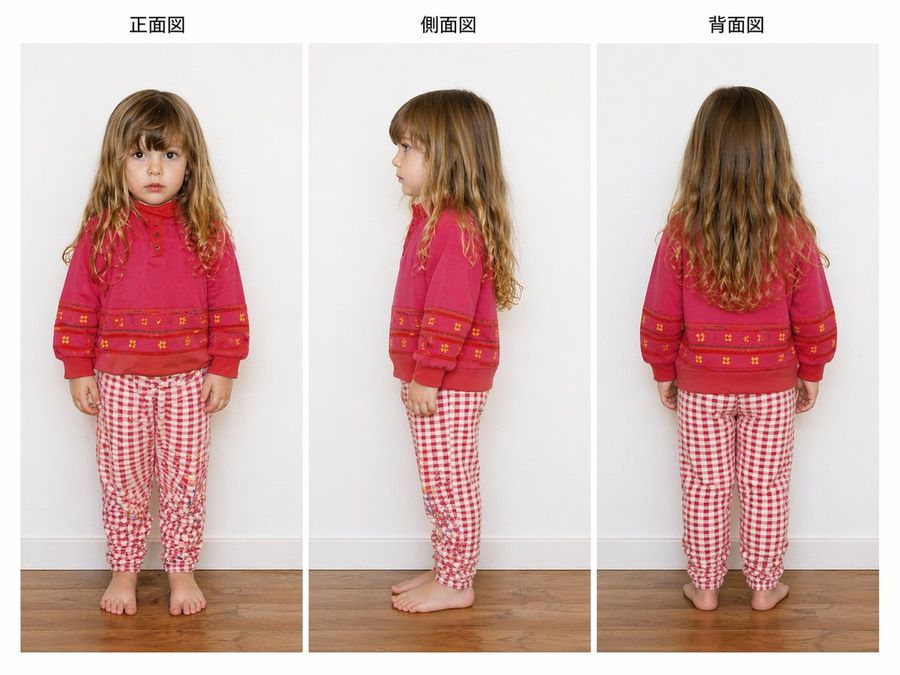 Child Three View Clothing Reference — GPT Image 2 image prompt example