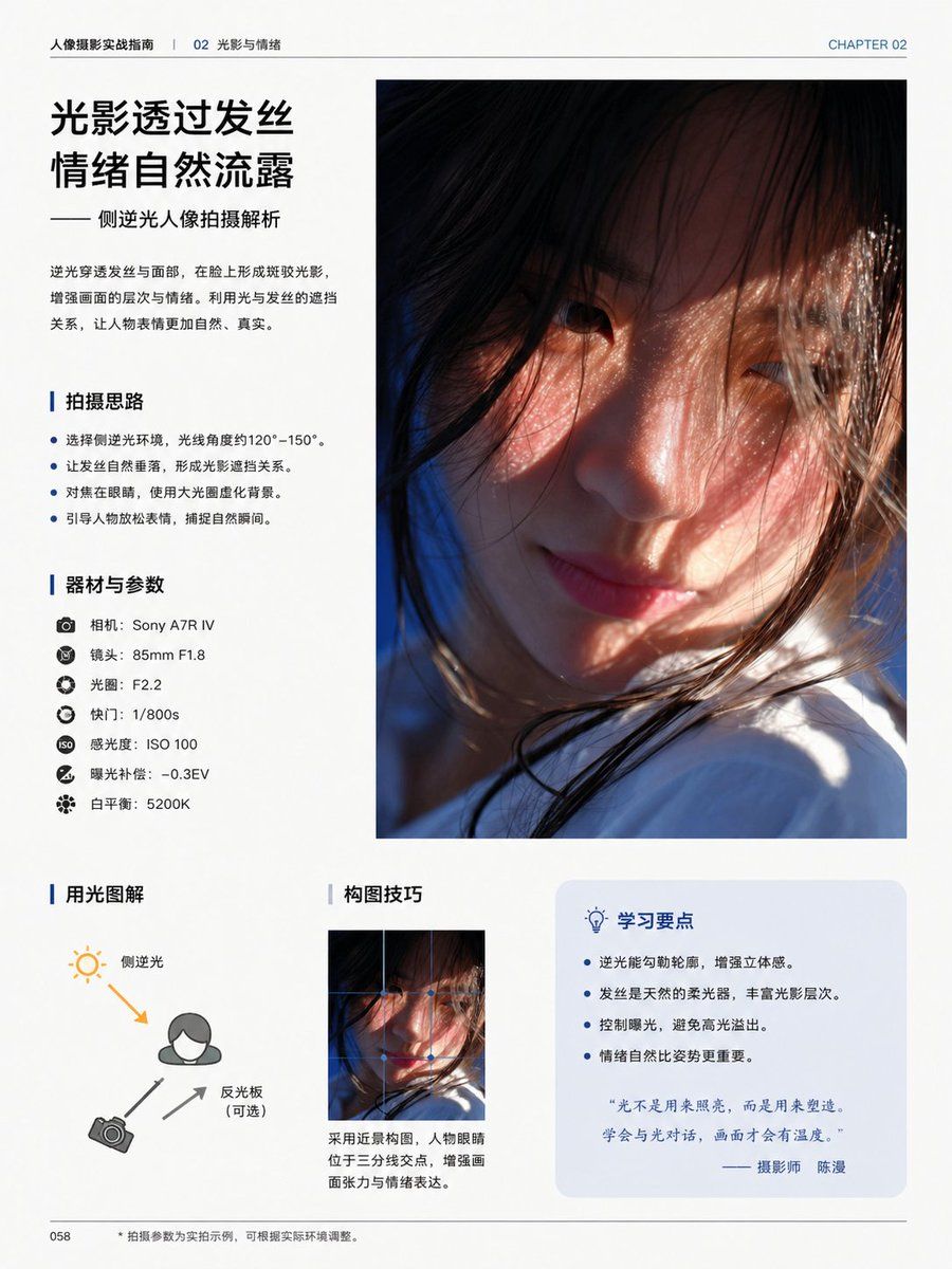 Chinese Backlit Portrait Tutorial — GPT Image 2 image prompt example
