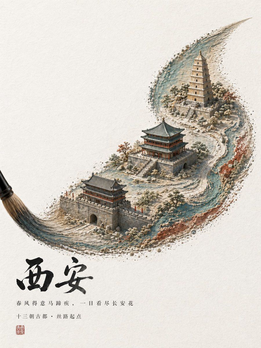 Chinese Brushstroke Xian Poster — GPT Image 2 image prompt example