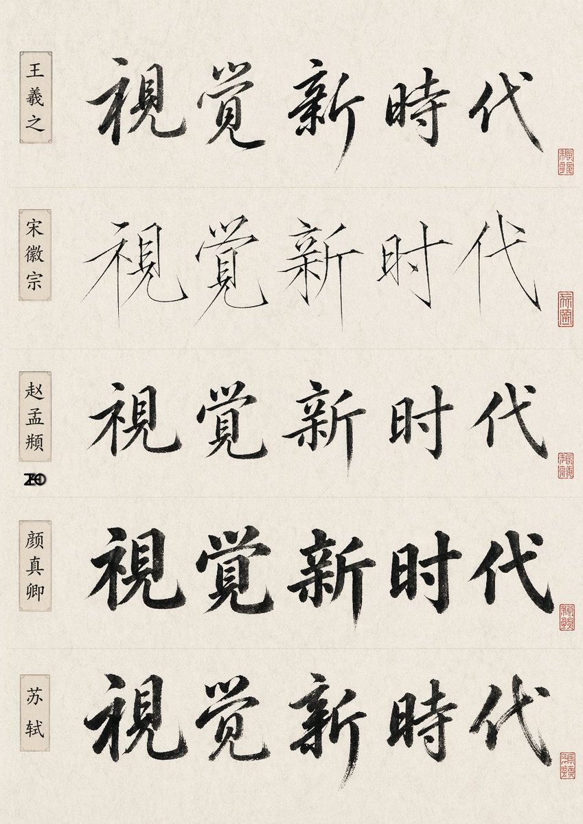 Chinese Calligraphy Style Comparison — GPT Image 2 image prompt example