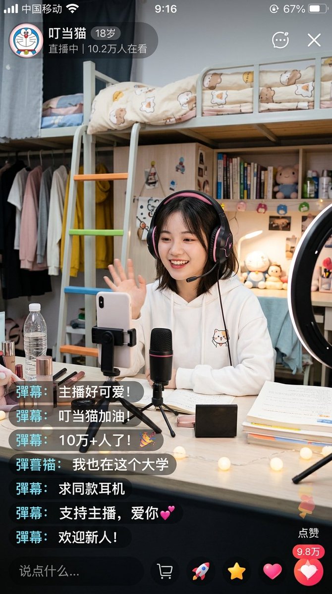 Chinese Dorm Livestream Screenshot — GPT Image 2 image prompt example