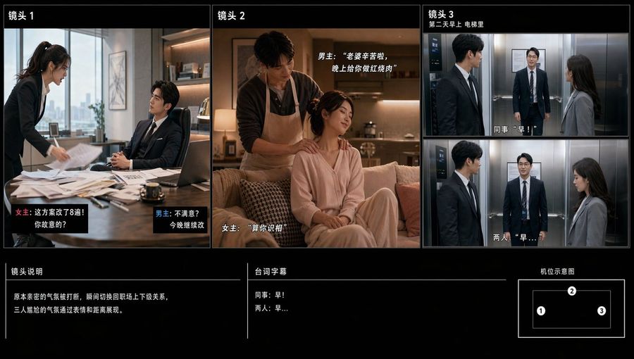 Chinese Office Secret Marriage Storyboard — GPT Image 2 image prompt example