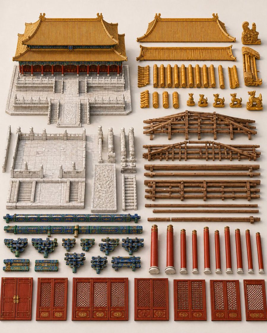 Chinese Palace Components Board — GPT Image 2 image prompt example
