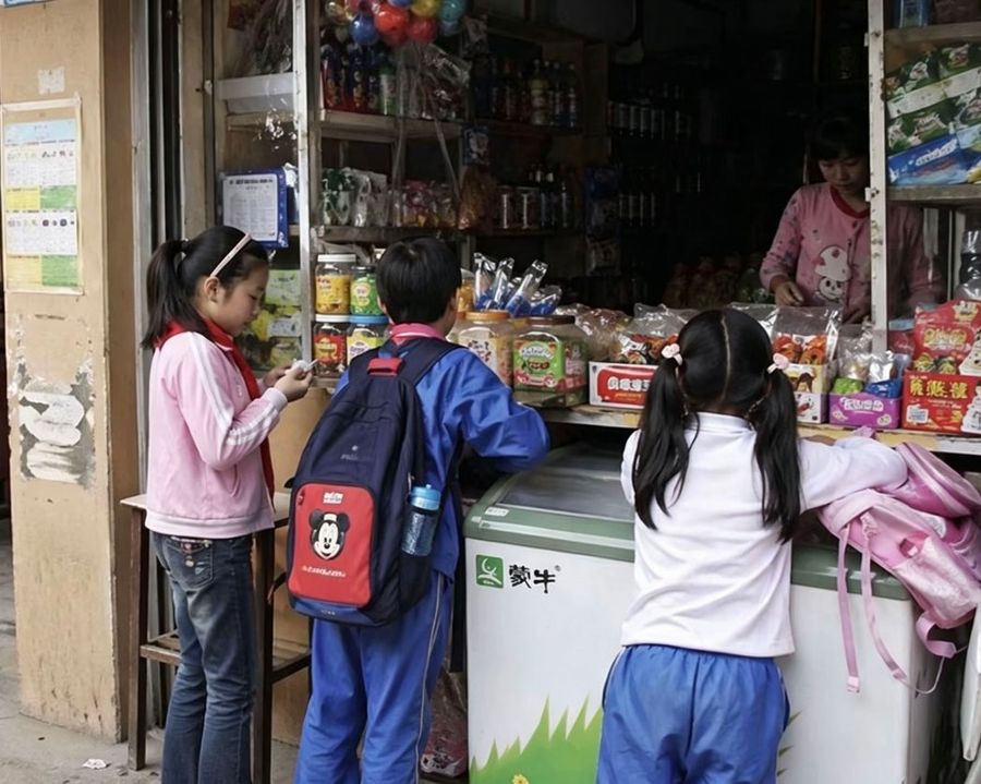 Chinese Schoolchildren At Corner Shop — GPT Image 2 image prompt example