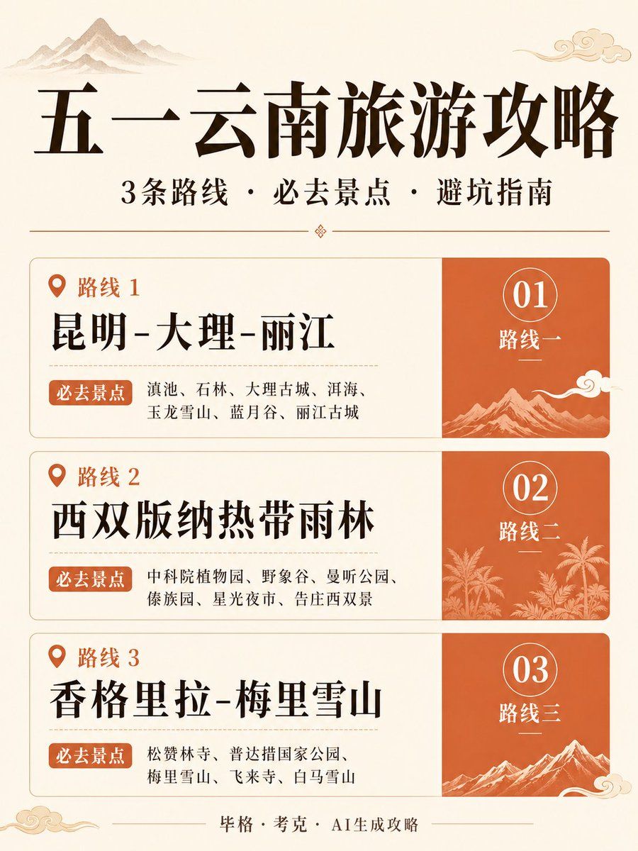 Chinese Yunnan Travel Guide Poster — GPT Image 2 image prompt example
