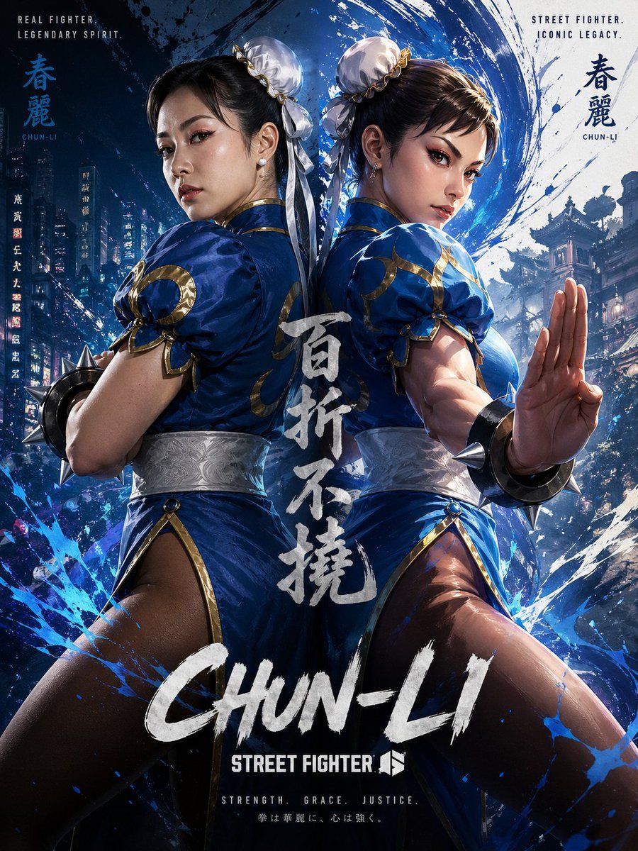 Chun Li Digital Vs Real Poster — GPT Image 2 image prompt example
