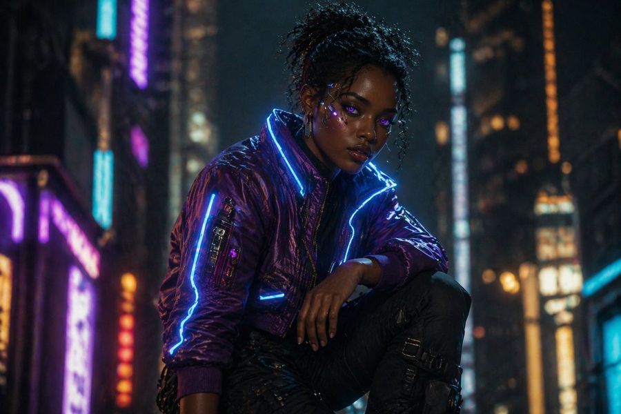 Cinematic Cyberpunk Woman Portrait — GPT Image 2 image prompt example