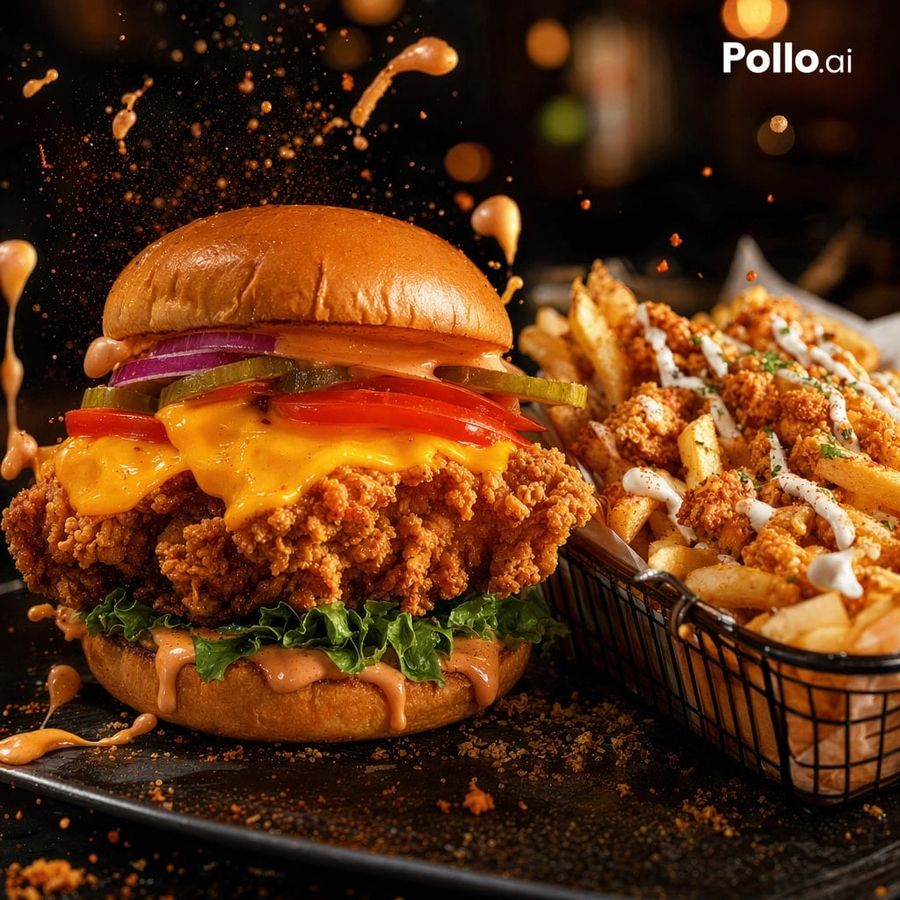 Cinematic Fried Chicken Burger Ad — GPT Image 2 image prompt example