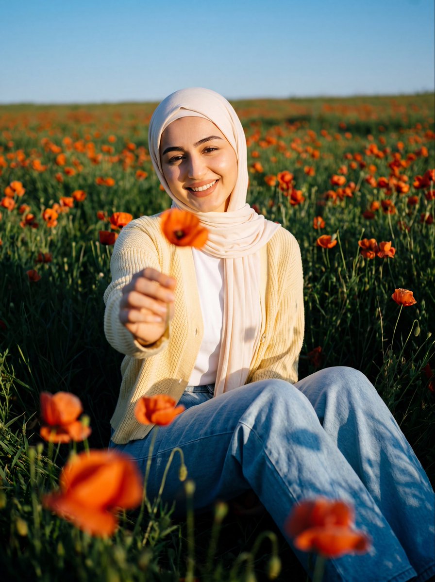 Cinematic Meadow Portrait — GPT Image 2 image prompt example