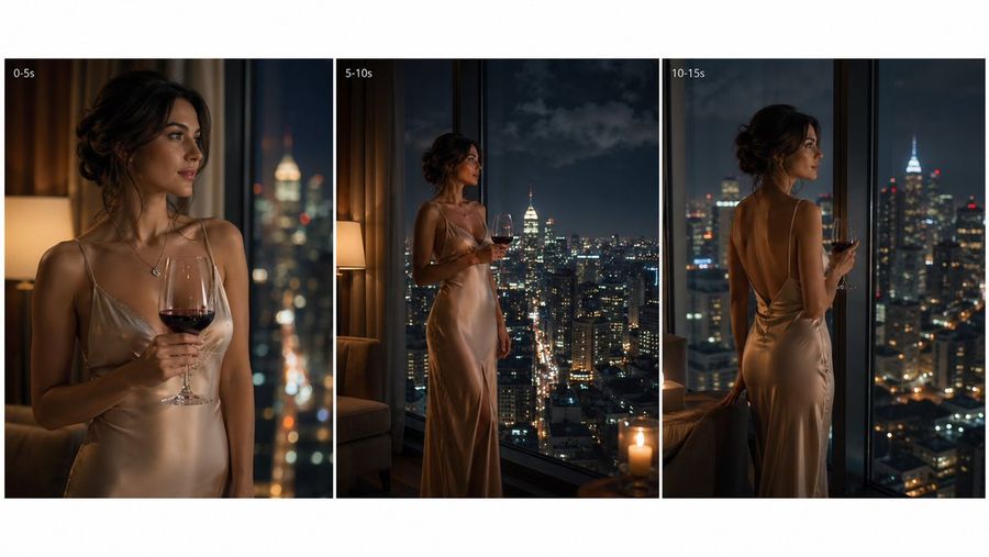 Cinematic Nighttime Fashion Triptych — GPT Image 2 image prompt example
