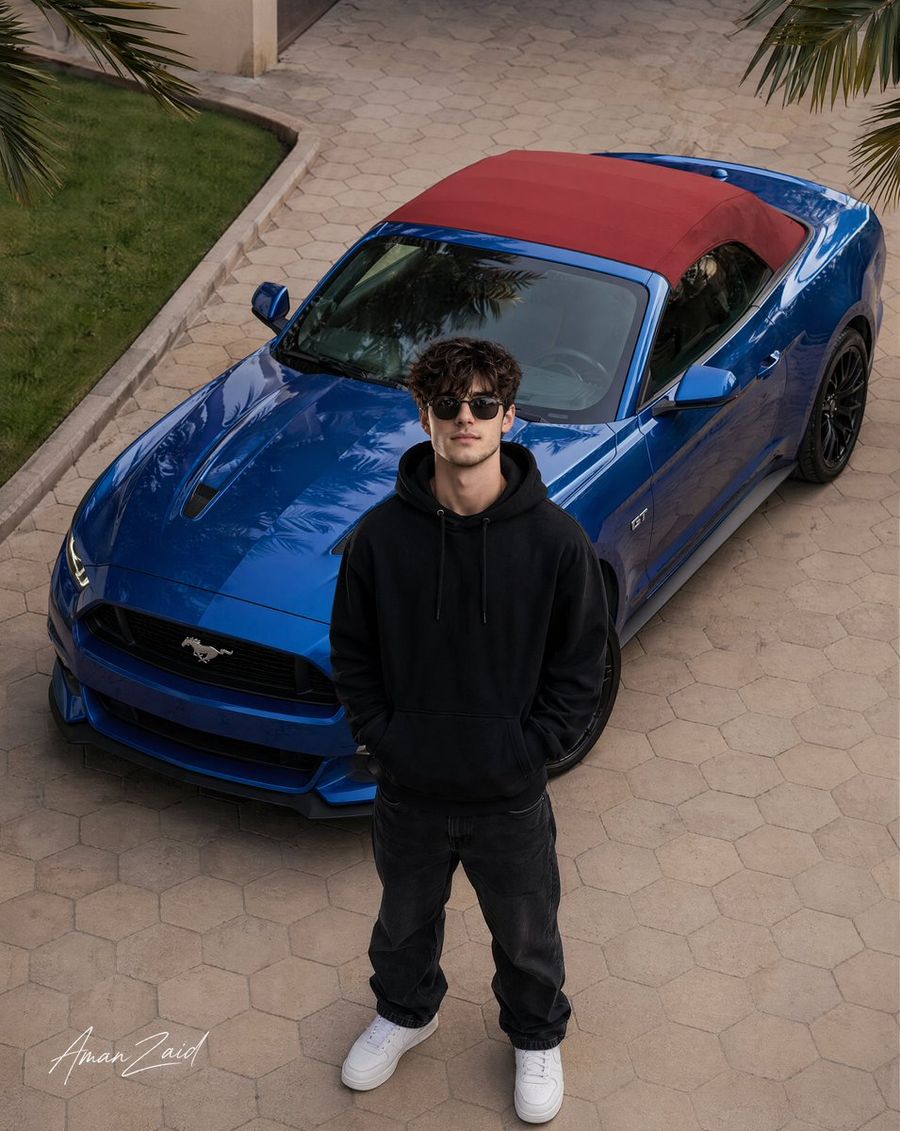 Cinematic Portrait Of A Man With A Ford Mustang — GPT Image 2 image prompt example