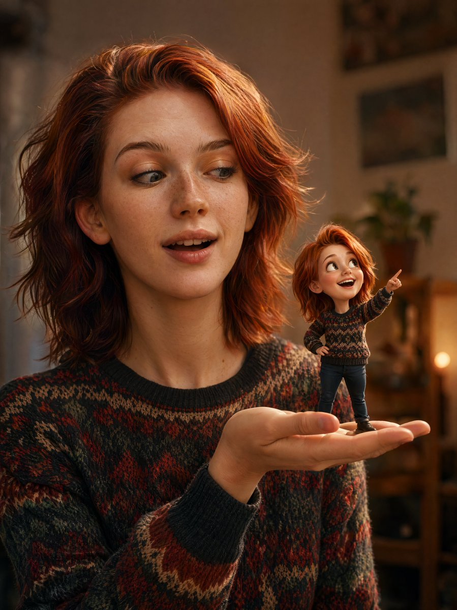 Cinematic Portrait With 3d Mini Character — GPT Image 2 image prompt example