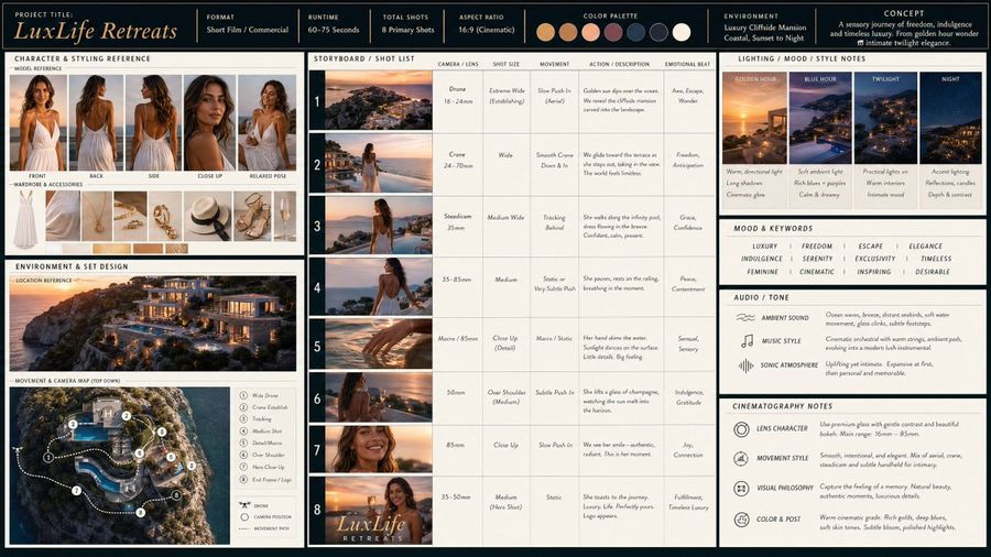 Cinematic Production Board Planner — GPT Image 2 image prompt example