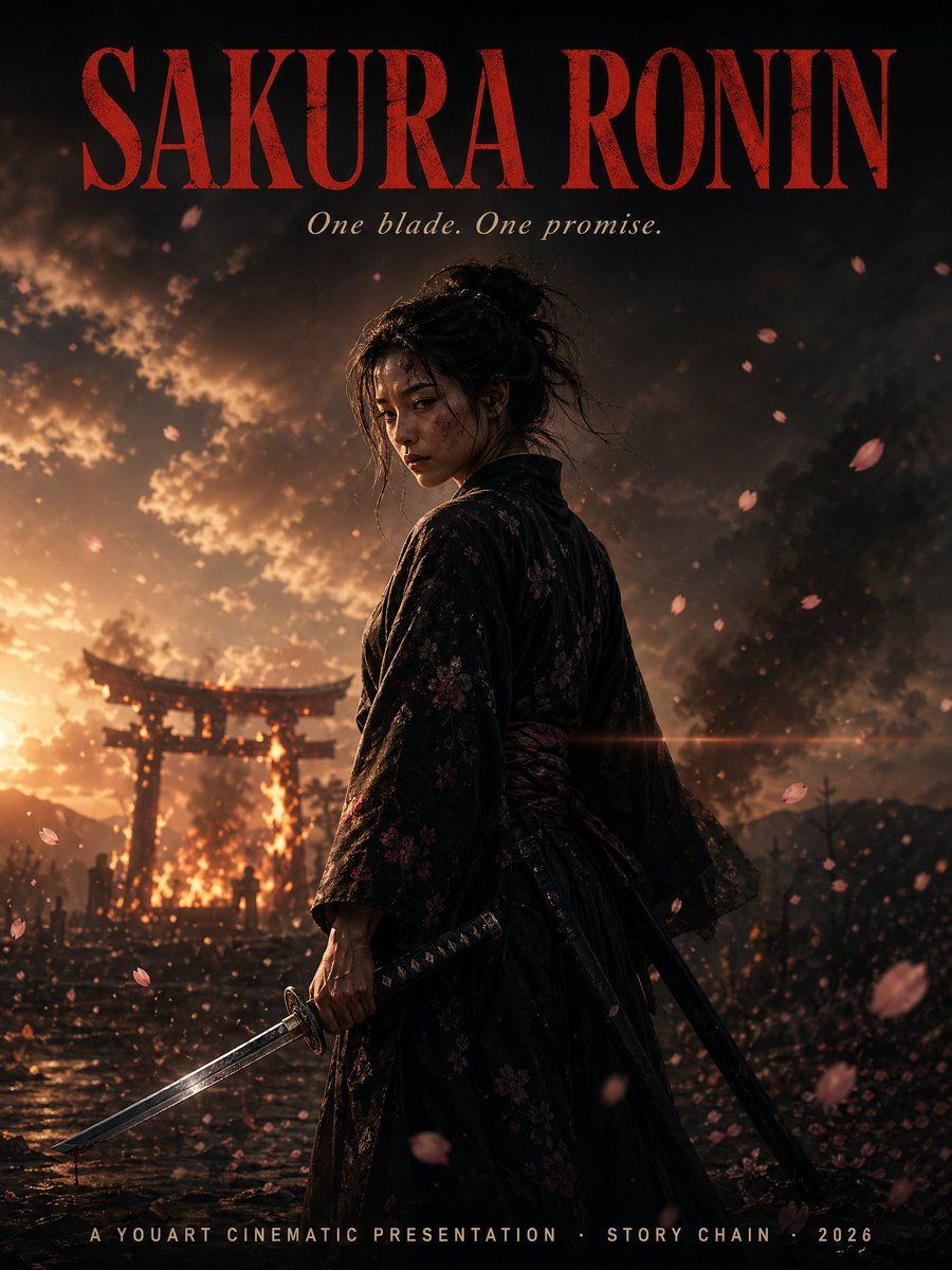 Cinematic Sakura Ronin Poster — GPT Image 2 image prompt example