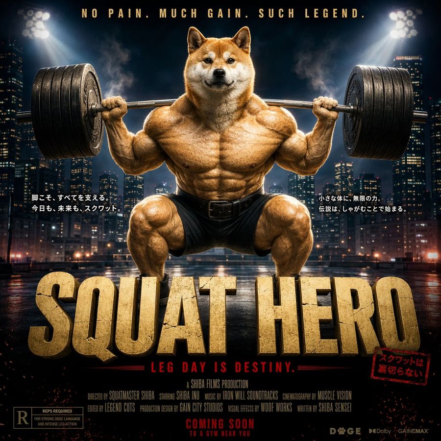 Cinematic Shiba Squat Hero Poster — GPT Image 2 image prompt example