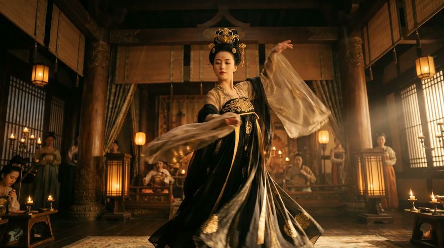 Cinematic Tang Court Dancer At Night — GPT Image 2 image prompt example
