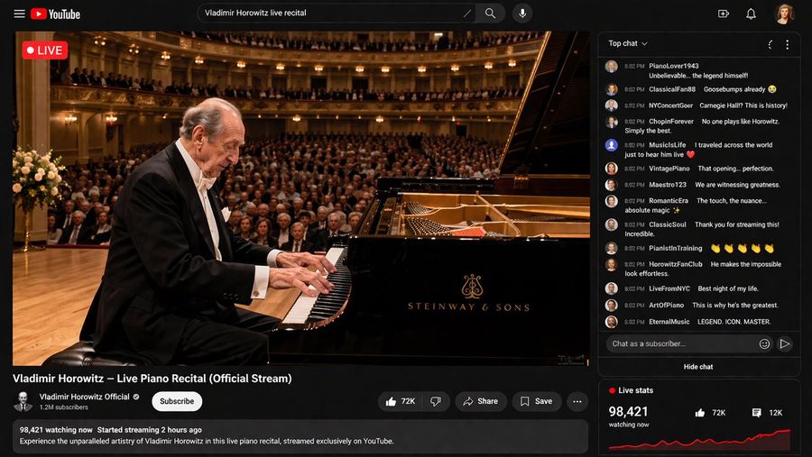 Classic Pianist Live Stream — GPT Image 2 image prompt example