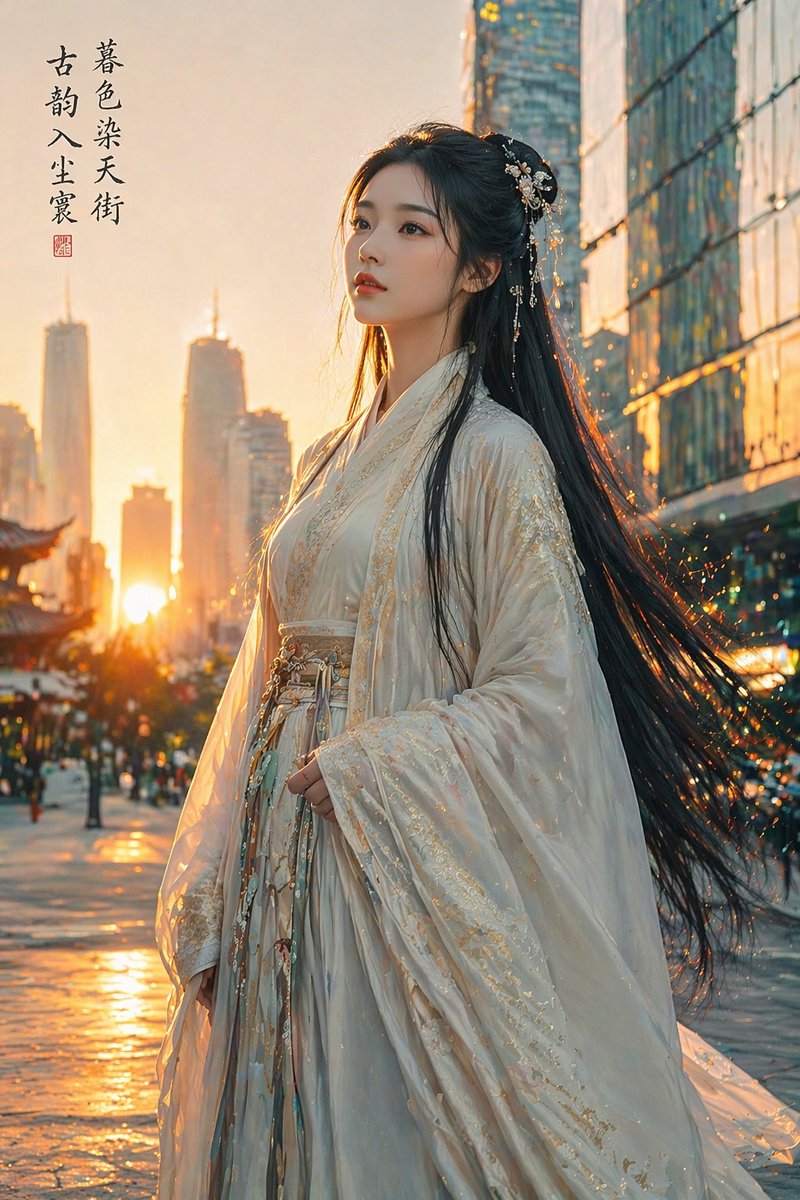 Classical Beauty In Modern Urban Sunset — GPT Image 2 image prompt example