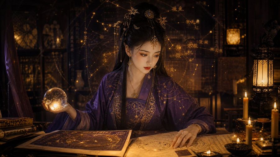 Classical Candlelight Hanfu Diviner — GPT Image 2 image prompt example