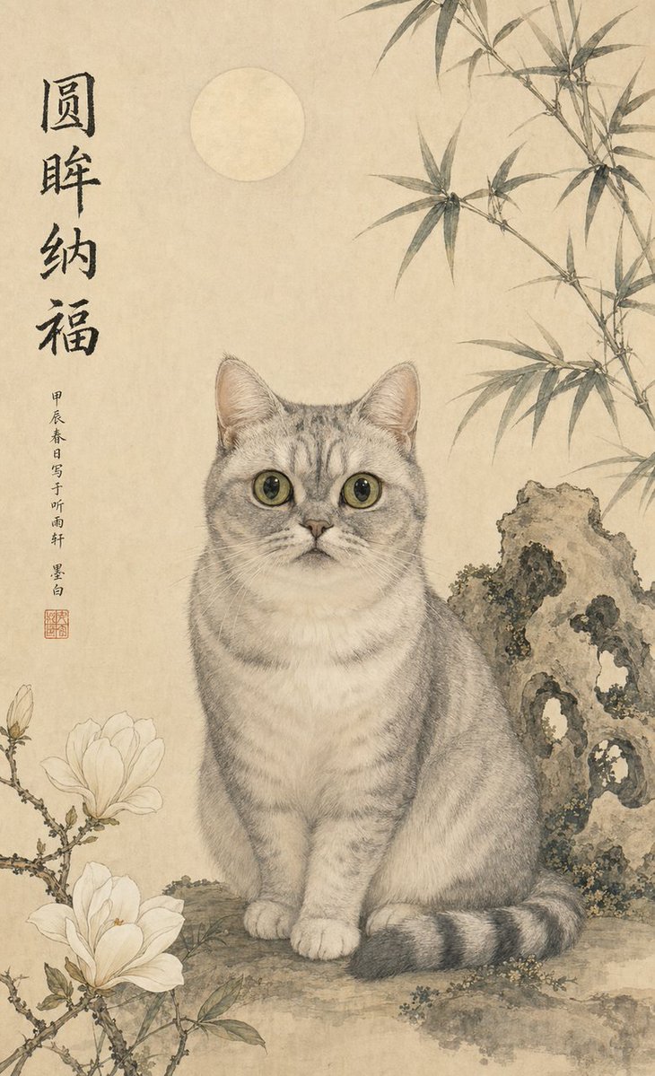 Classical Chinese Pet Portrait — GPT Image 2 image prompt example