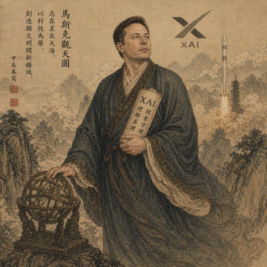 Classical Chinese Scholar With Xai Motif — GPT Image 2 image prompt example