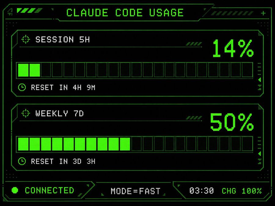 Claude Usage Hud Gauge — GPT Image 2 image prompt example