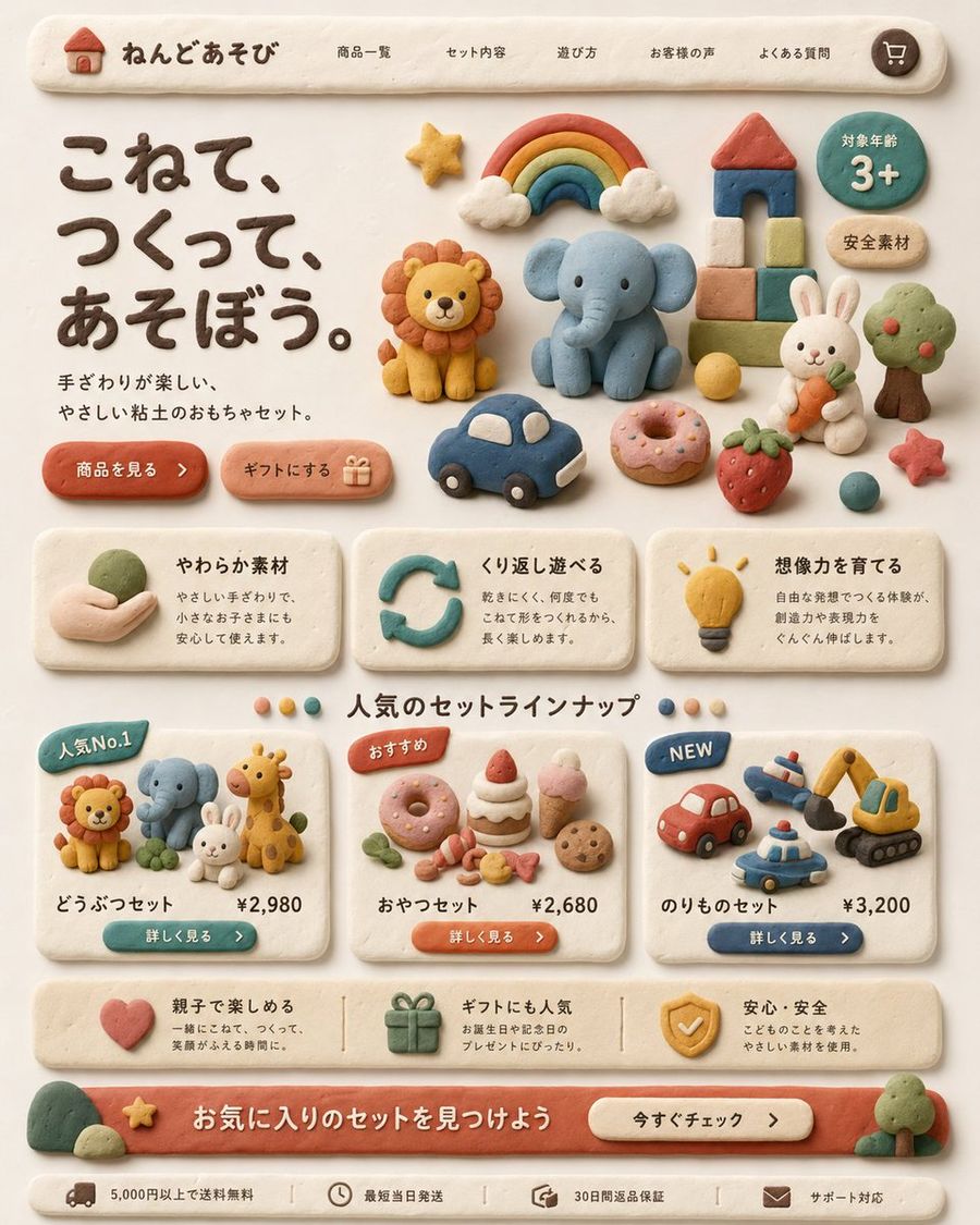 Clay Toy Landing Page Ui — GPT Image 2 image prompt example