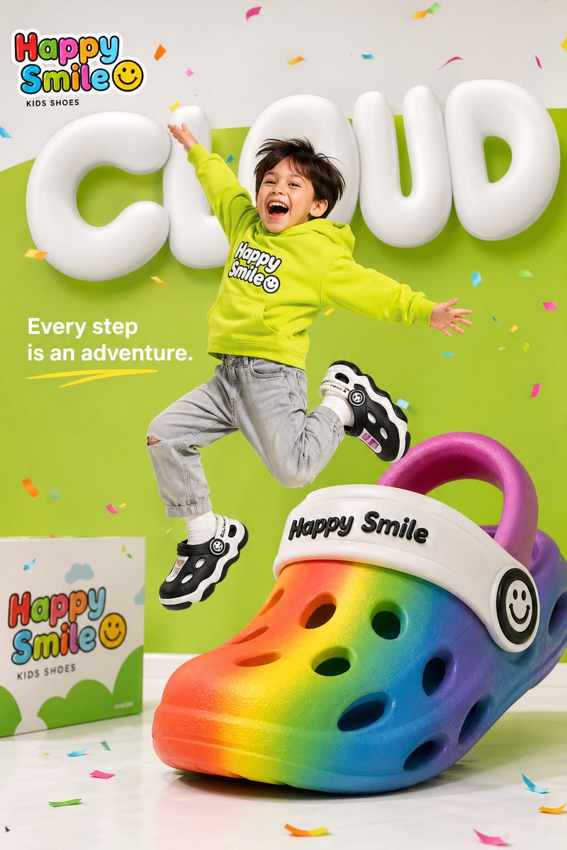Colorful Childrens Shoe Ad — GPT Image 2 image prompt example