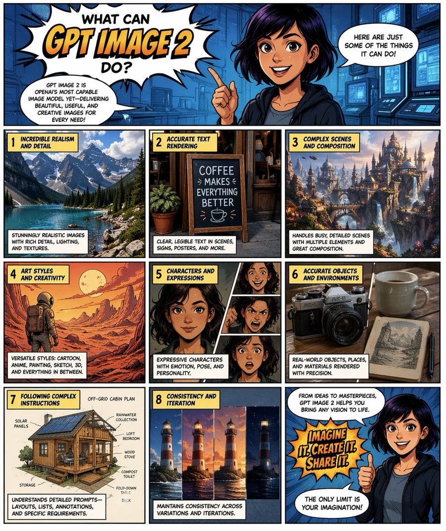 Comic Page For Gpt Image 2 Capabilities — GPT Image 2 image prompt example