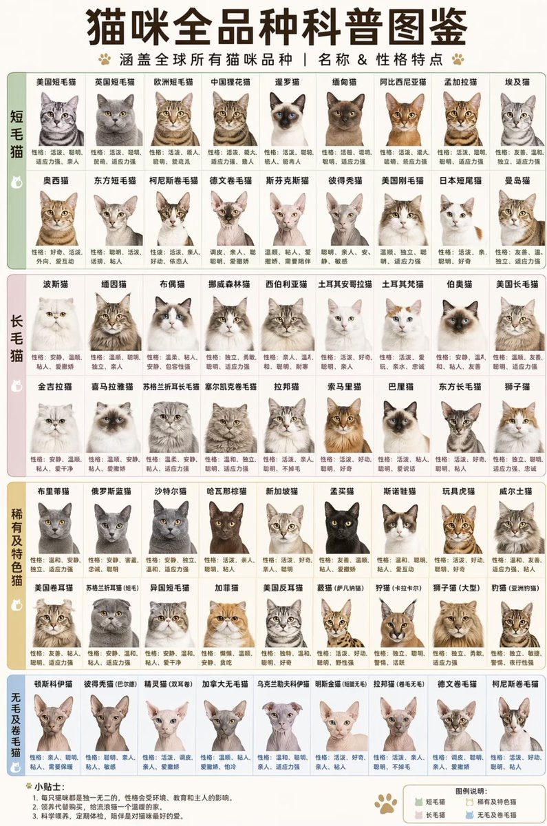 Comprehensive Cat Breed Infographic by @yyyole — GPT Image 2 image prompt example