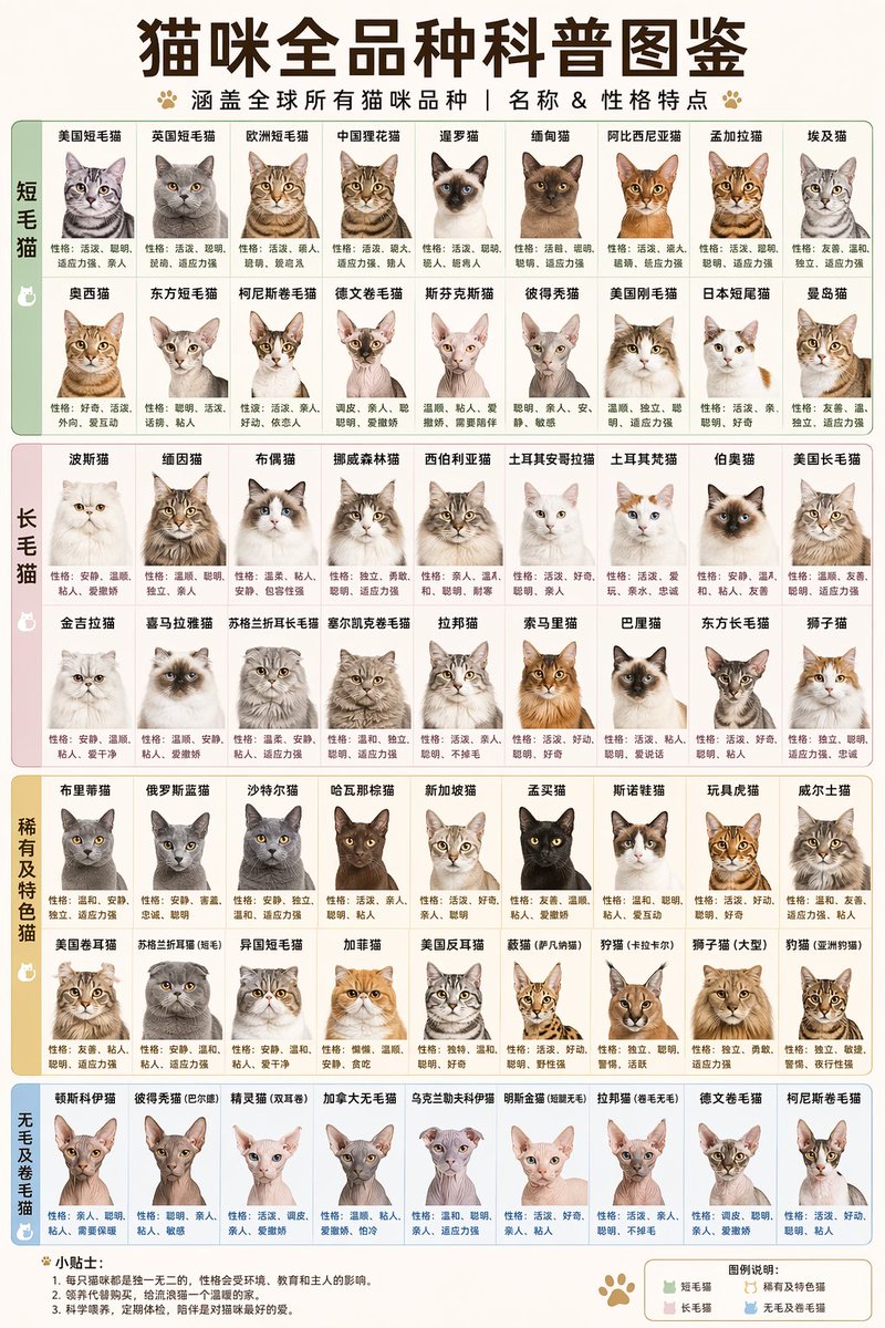 Comprehensive Cat Breed Infographic — GPT Image 2 image prompt example