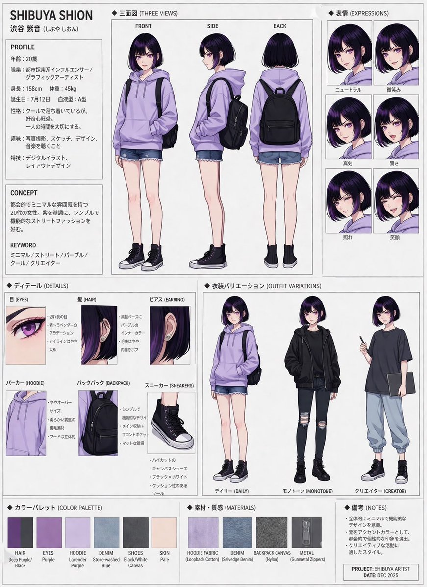Comprehensive Character Design Sheet — GPT Image 2 image prompt example