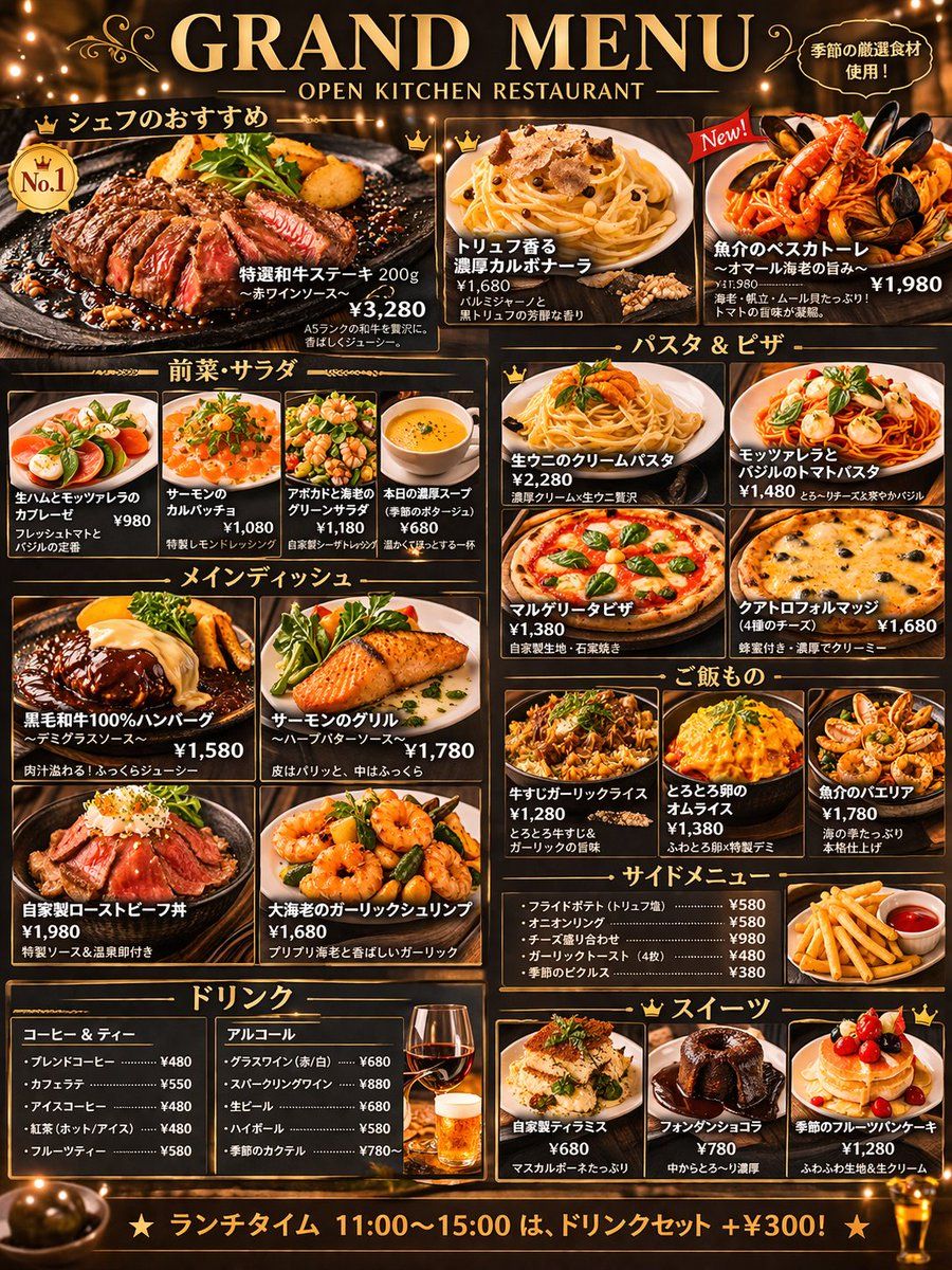 Comprehensive Restaurant Grand Menu Design — GPT Image 2 image prompt example