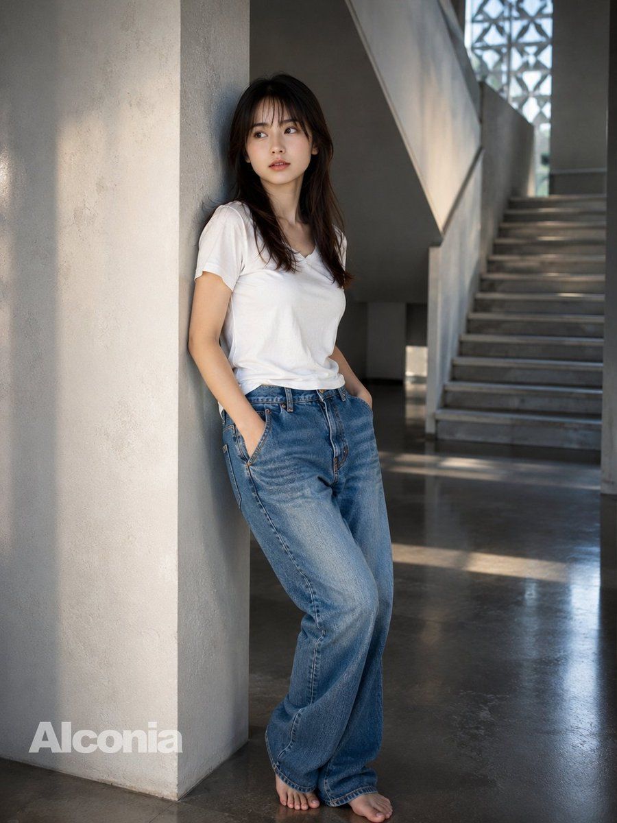 Concrete Stairwell Fashion Portrait — GPT Image 2 image prompt example