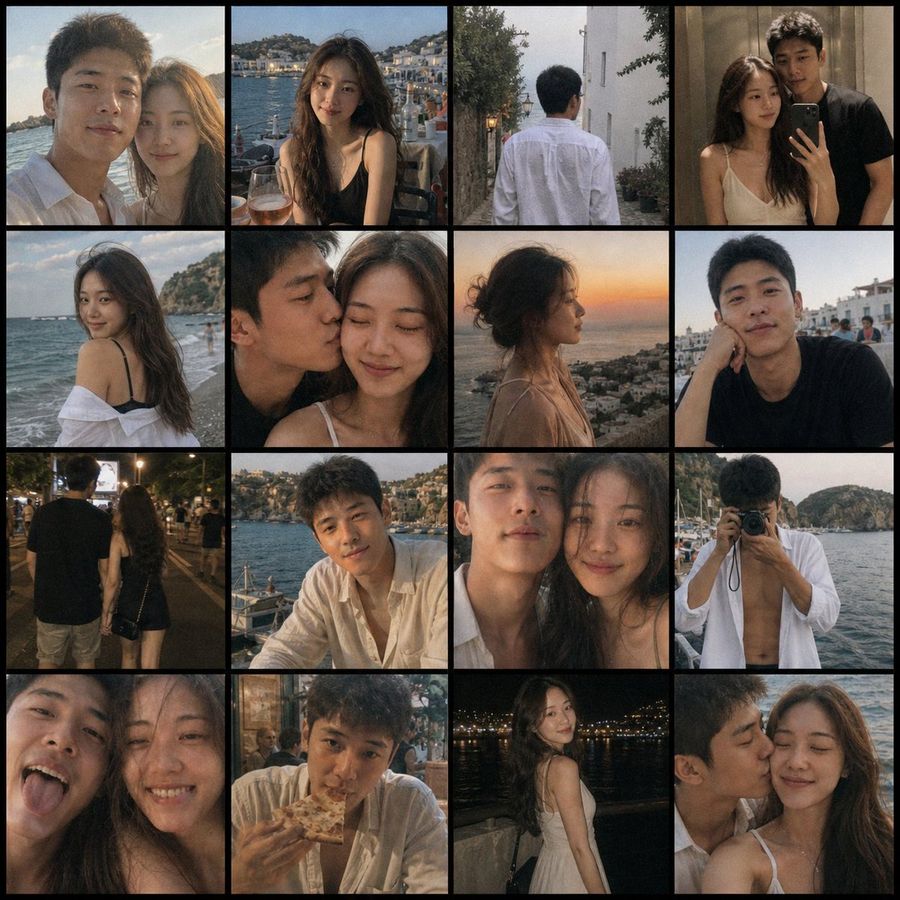 Couple Travel Film Collage — GPT Image 2 image prompt example