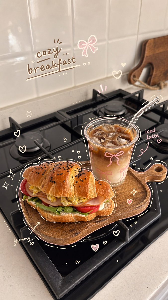 Cozy Croissant Coffee Doodle — GPT Image 2 image prompt example