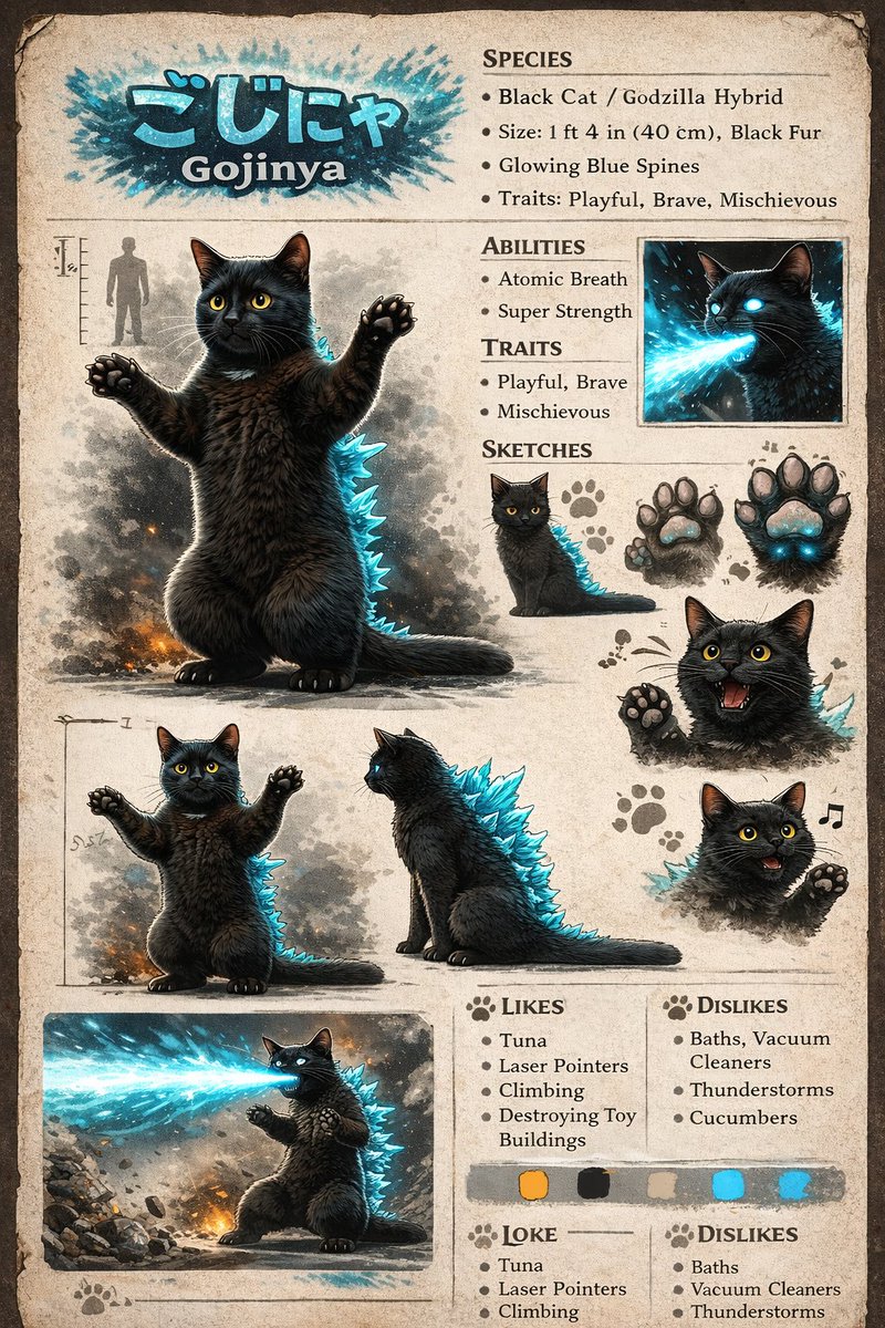 Creature Concept Reference Sheet — GPT Image 2 image prompt example