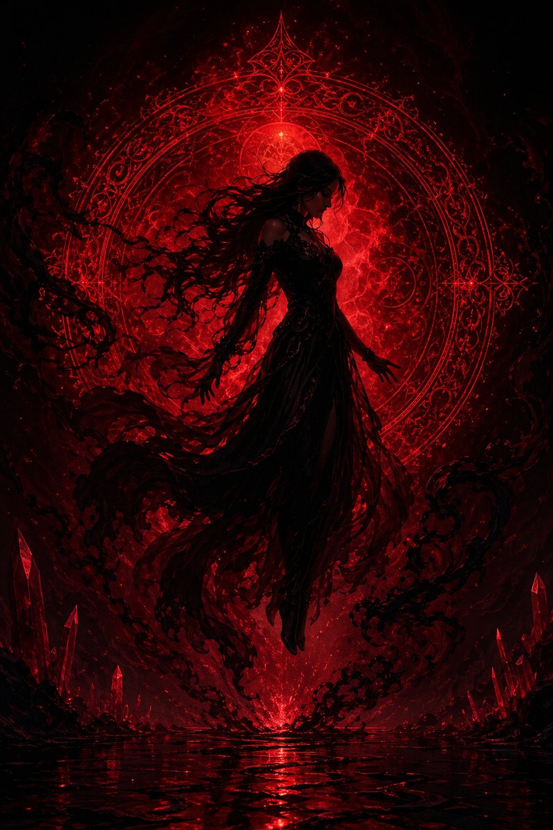 Crimson Dark Sorceress Ritual — GPT Image 2 image prompt example
