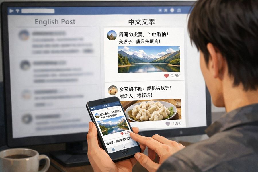 Cross Device Social Media Feed — GPT Image 2 image prompt example
