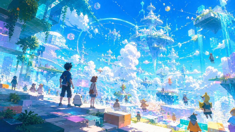Crystal Sky City Anime — GPT Image 2 image prompt example