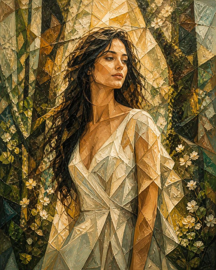 Cubism Impasto Spring Portrait — GPT Image 2 image prompt example