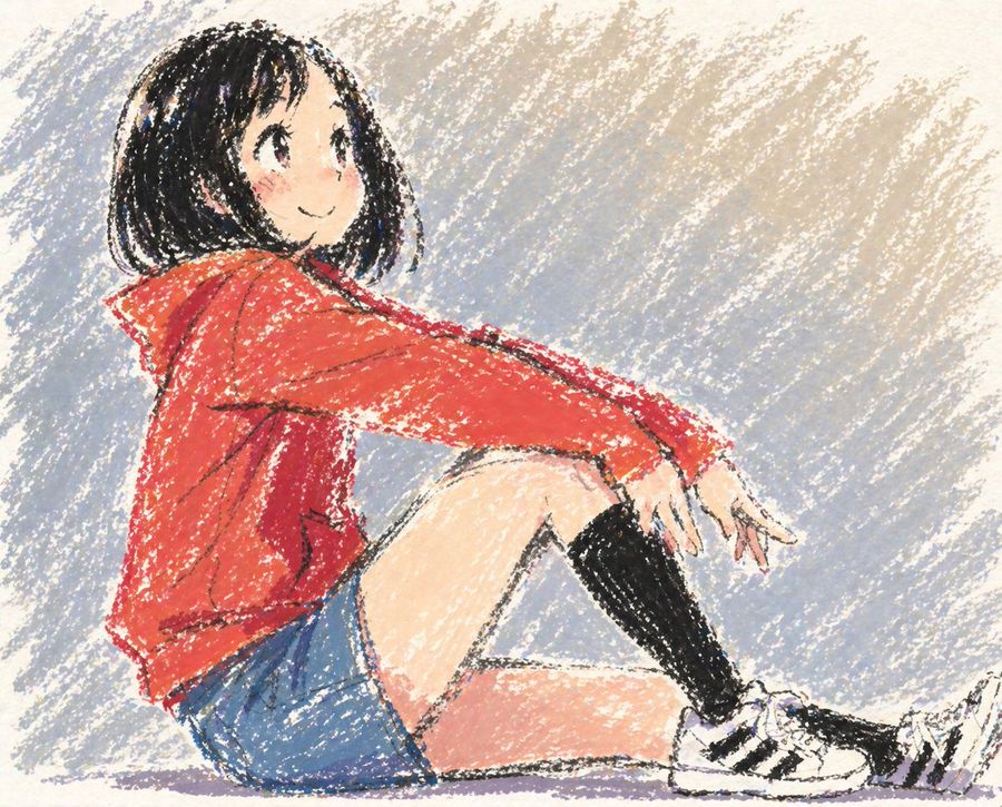 Cute Anime Girl Oil Pastel — GPT Image 2 image prompt example
