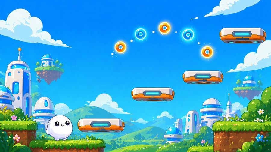 Cute Futuristic Platformer Scene — GPT Image 2 image prompt example