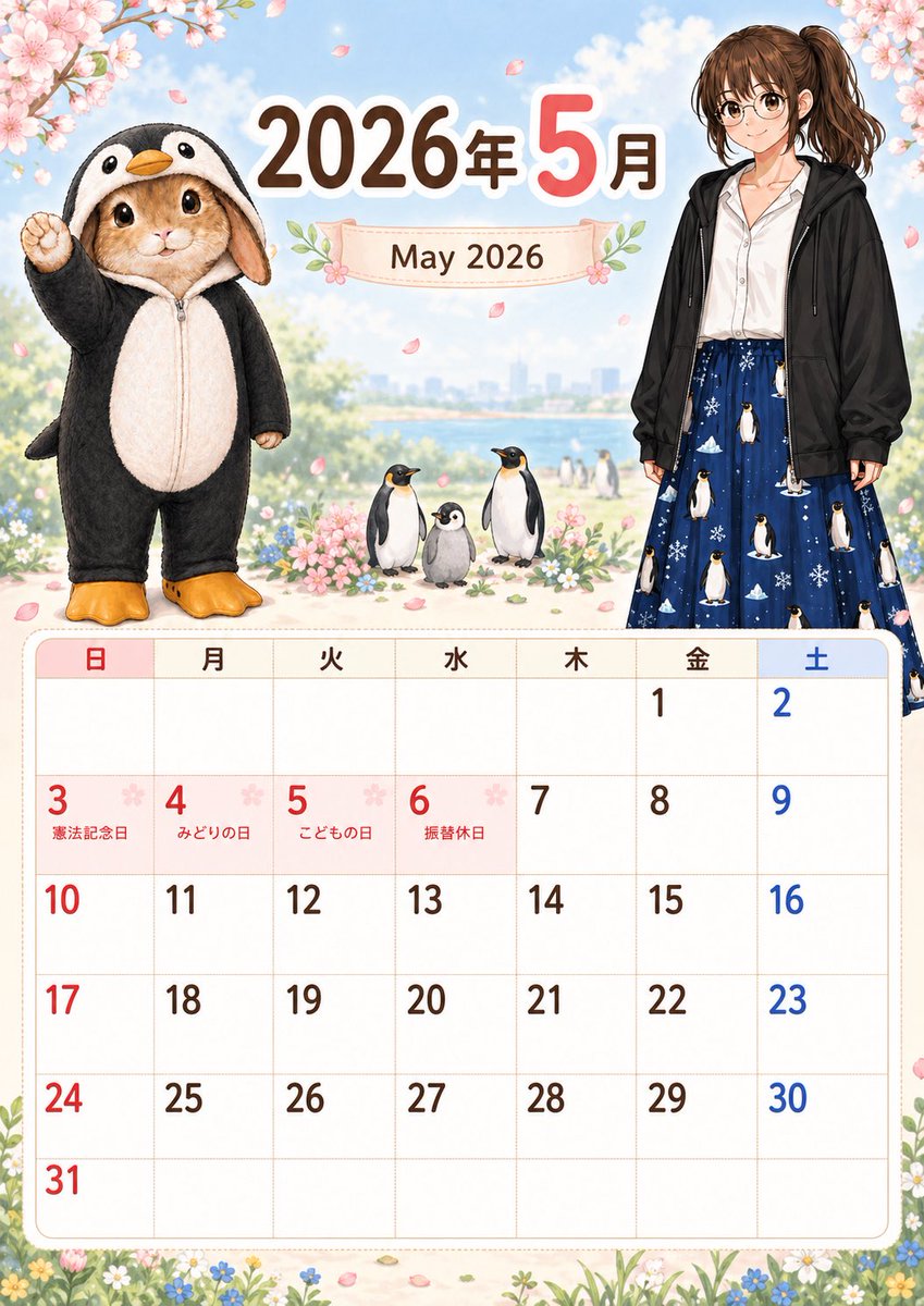 Cute May 2026 Spring Calendar — GPT Image 2 image prompt example