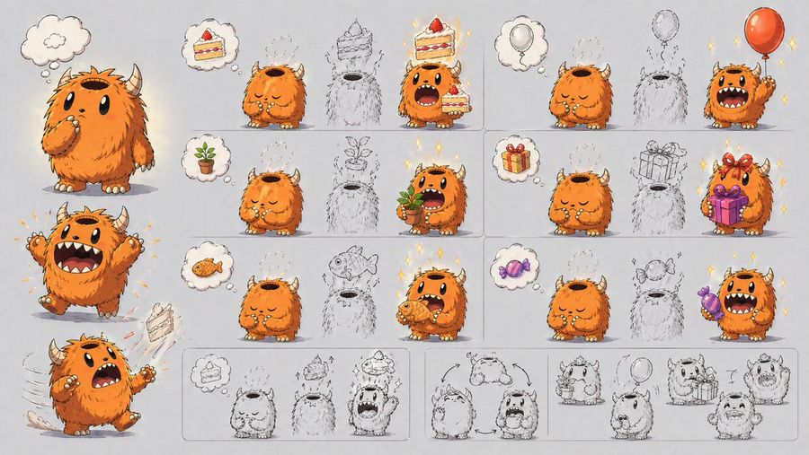 Cute Monster Ability Design Sheet — GPT Image 2 image prompt example