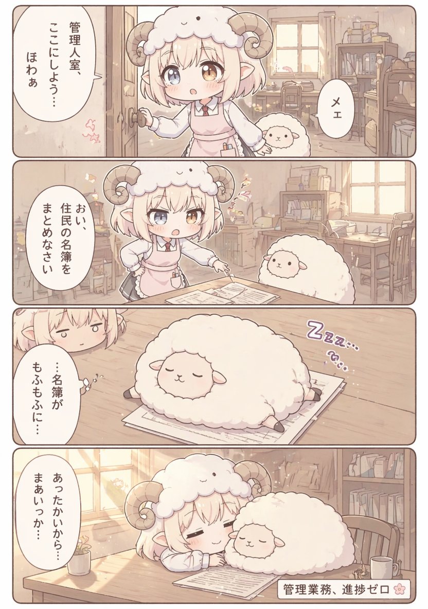 Cute Sheep Girl Office Manga Page — GPT Image 2 image prompt example
