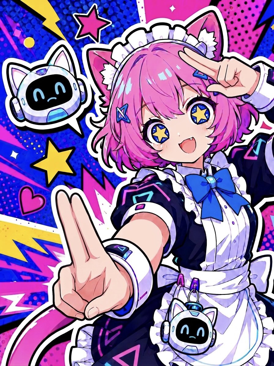 Cyber Cat Maid Sticker — GPT Image 2 image prompt example